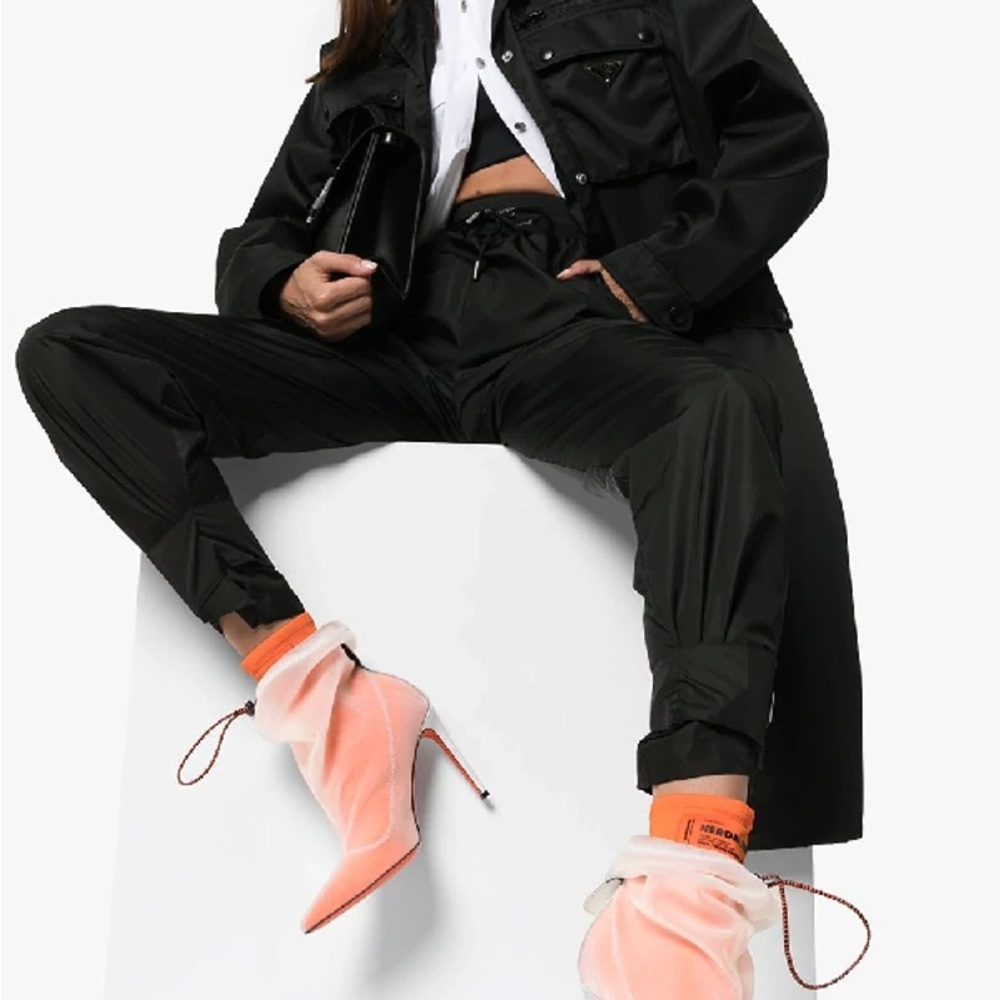 HERON PRESTON MESH-OVERLAY NEOPRENE SOCK BOOTS IN ORANGE SOCK (white)